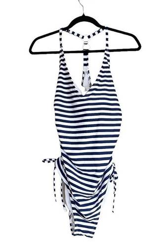 Beach Club NWT Palisades  Navy Blue & White Striped One-piece Swimsuit