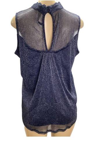 Luna  Rae Shimmery Blue Sleeveless Ruffle Neck Size XL New Without Tags