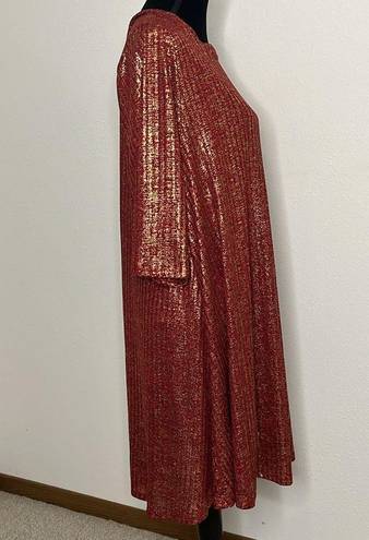 Heart soul  Plus size 2X red and gold shimmer 3/4 sleeve dress