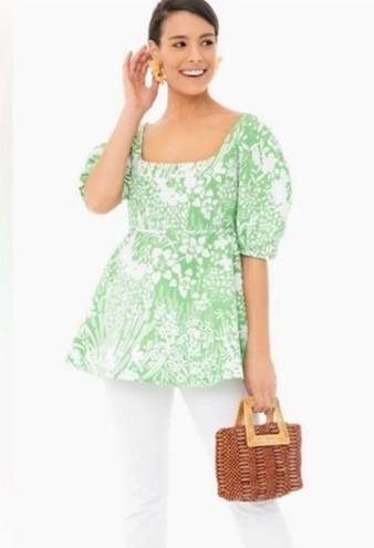 Tuckernuck  NWT Green Garden Floral Nealy Corset Top Puff Sleeve size S