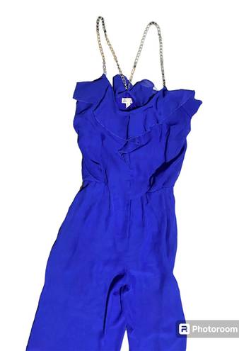 L8ter Cobalt blue Romper pants jumpsuit golden chain strap women size M