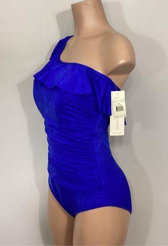 Gottex New.  blue snakeskin ruffle swimsuit. Retails $138. Size 12