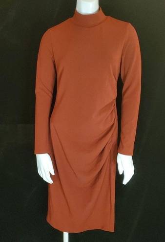 HP! Chelsea 28 Rust Burnt Orange Mockneck Long Sleeve Dress (XS)