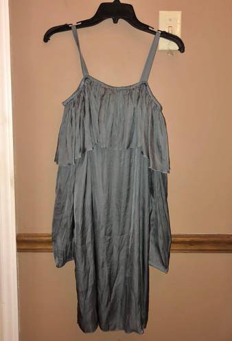 Wilfred Free Wilfred Brosset Satin Ruffle Cold Shoulder Dress Grey Large