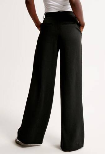 Abercrombie & Fitch Abercrombie A&F Harper Tailored Premium Crepe Black Wide Leg Trouser Pant 30/10