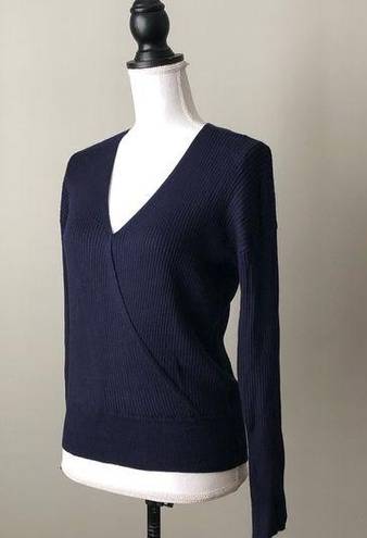 Elodie  | Ribbed Faux Wrap V-Neck Sweater Sz S