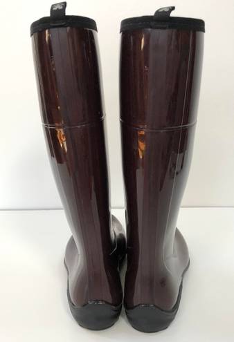 Kamik Womens 10 Ellie Rubber Wellington Rain Boots - Tall, Chocolate, Waterproof, Pull On