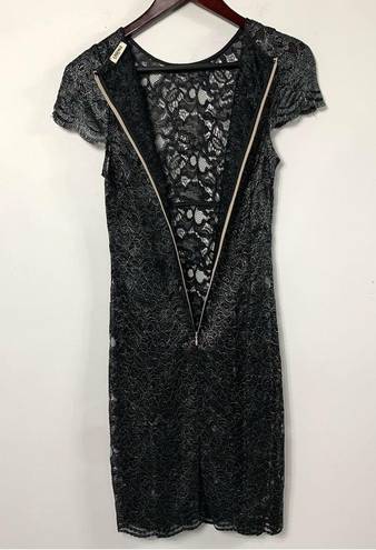 L'Agence L’AGENCE Black & Silver Sheer Floral Dress