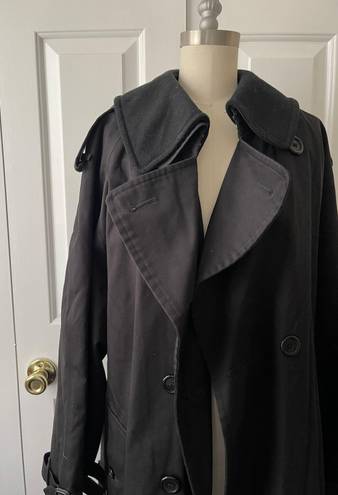 Burberry Authentic Classic Long Black  Trench Coat with removable wool collar