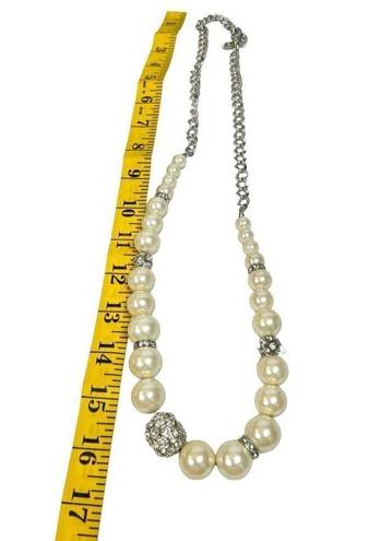 Petal Silver and faux /rhinestone accented long necklace