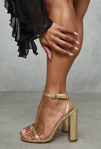 Pretty Little Thing gold heels 