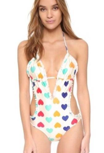 Wildfox  Swim Vintage Heart Rifle One Piece Bathing Suit nwot