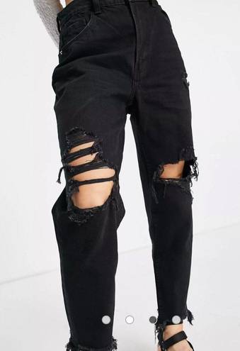 Bershka Ripped Mom Jeans Black