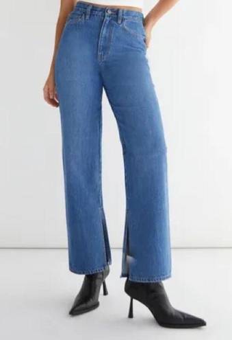 Oak + Fort Light Wash High Waist Split Hem Jeans