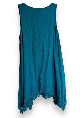 Umgee  Womens Dress Sz XL Jade Fringe Sleepless Night Crinkle Sleeveless NEW