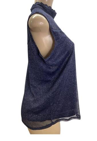 Luna  Rae Shimmery Blue Sleeveless Ruffle Neck Size XL New Without Tags