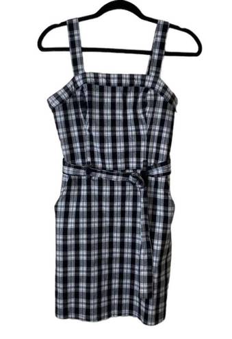 Hollister Size S Plaid Belted Waist Mini Dress Black White Academia Y2K Preppy