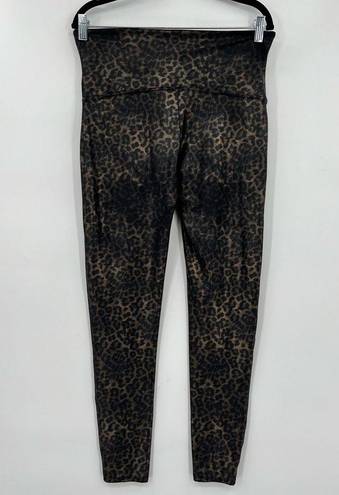 Spanx  Faux Leather Leopard Shine Legging Pants Shapewear Animal Print Size 1X