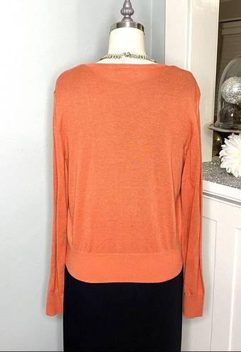 Elle Orange Ruffled Cardigan Sweater Medium