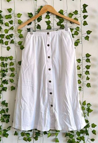 Vintage High Waisted White Button Up Midi Skirt