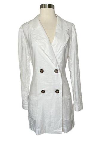 LPA  Double Breasted Jacket in White Linen Tie Waist Button Front Size XS New