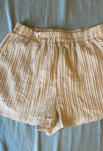 Frenchy Plisse Cami Top & Shorts Tan Size L