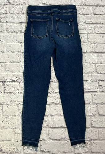 Spanx dark wash raw hem ankle skinny jean