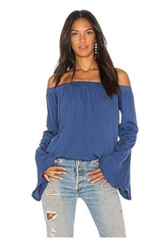 Michael Lauren  Blue Carmelo Bell Sleeve Off Shoulder Top Small New