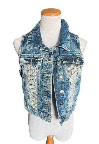 Amethyst Jeans Womens  Cowboy Coture Stonewash Western Chic Denim Jean Vest  Sz L