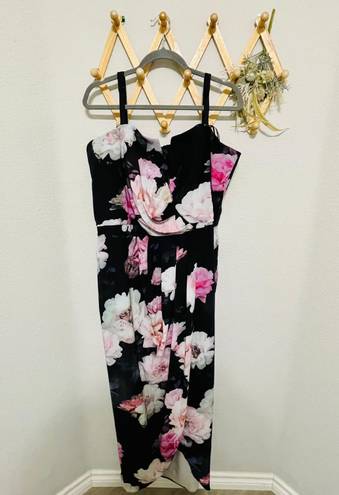 City Chic Floral Drape Black Maxi Dress 20