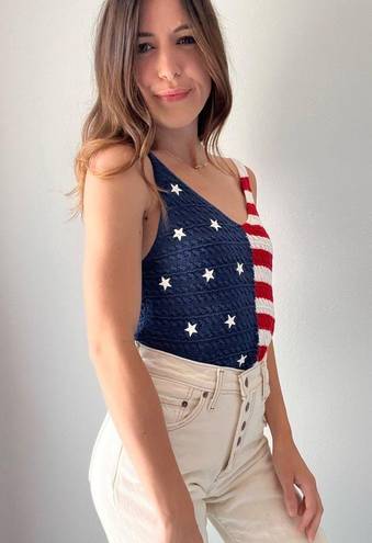 The Moon  & Madison American Flag Knit Tank Top