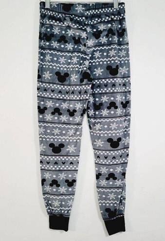 Disney  Womens Mickey Mouse Snowflake Fleece Pajama Set Size X-Small Grey Black