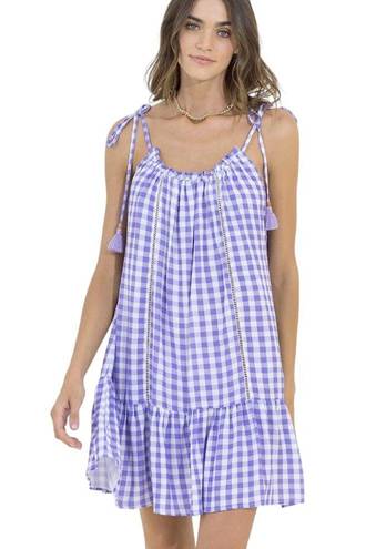 Maaji  Magnolia Gingham Swim Cover Up Dress with Tassel Ties Size L NWT