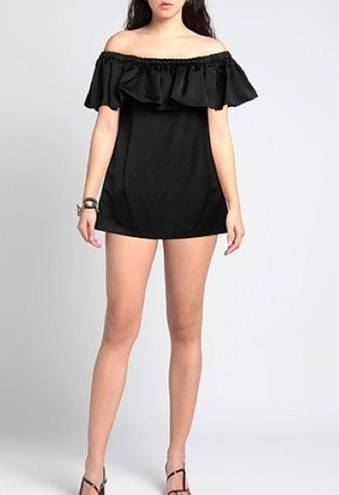 Zac Posen ZAC  Black Flutter Neckline Dress