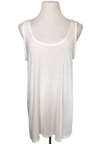 The Row  Soft Slouchy Relaxed Semi Sheer Low Scoop Tank Top Back Seam White M / L