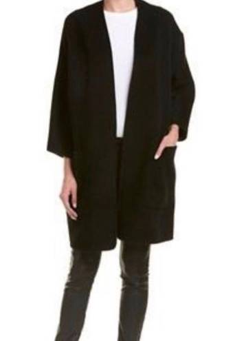 Vince  Reversible Two Face Wool-Cashmere Open Placket Coat black Sz M