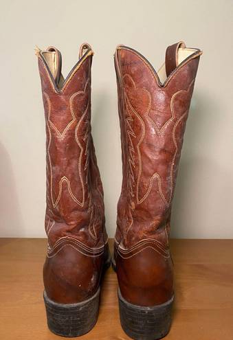 Leather Cowgirl Boots Brown Size 9.5