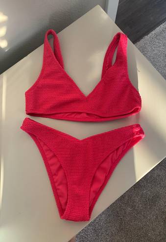 Scrunchy Textured Swim Bikini Set Pink