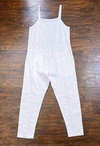 Aura  • Linen Jumpsuit one piece romper overalls white breezy beach minimalist