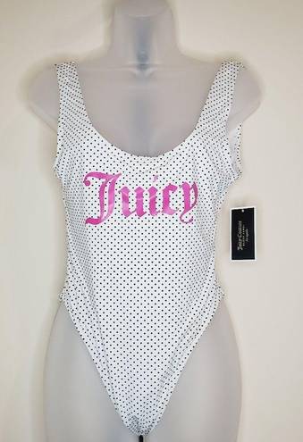 Juicy Couture  White Black Polka Dot One Piece Swim