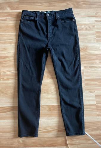 RE/DONE High-Rise Ankle Crop Comfort Stretch Jeans - Sz 32 - Black