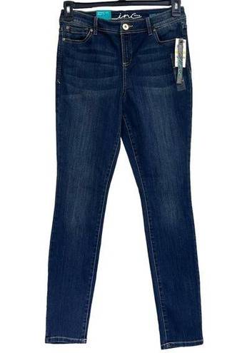 INC  SZ 4 Skinny Leg Jeans Mid-Rise Stretch Rhodes Dark Wash Pockets Blue New