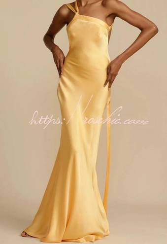 Yellow Satin Maxi Dress