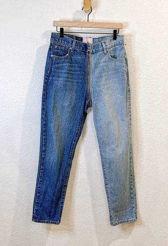 Revice Denim Revice Yin Yang Two Tone Crop Colorblock Zipper High Rise Straight Jeans Size 30