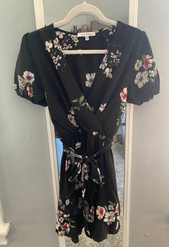 Purple Snow Black Flowy Floral Dress