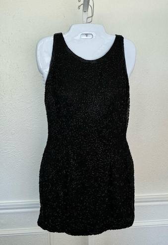 Oleg Cassini BLACKTIE by  Black Beaded sleeveless racer back dress SZ 4 GORGEOUS!