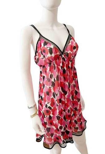 Oscar de la Renta  Pink Label Romantic Poppy Floral Negligee Slip Nighty, S