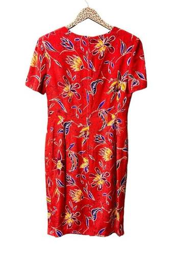 Maggy London NEW  Silk Short Sleeve Tropical Floral Dress Red 12 NWT