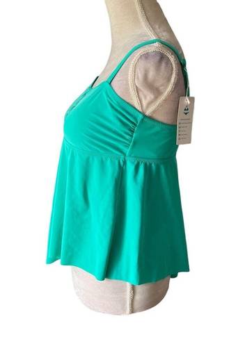 Beachsissi  Ruffle Hem Cross Front Tankini Teal XL New