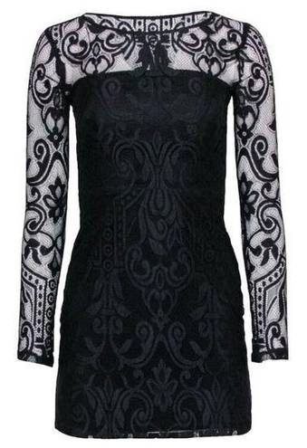 Alexis  Lace Mini Dress Long Sleeves Black Size L